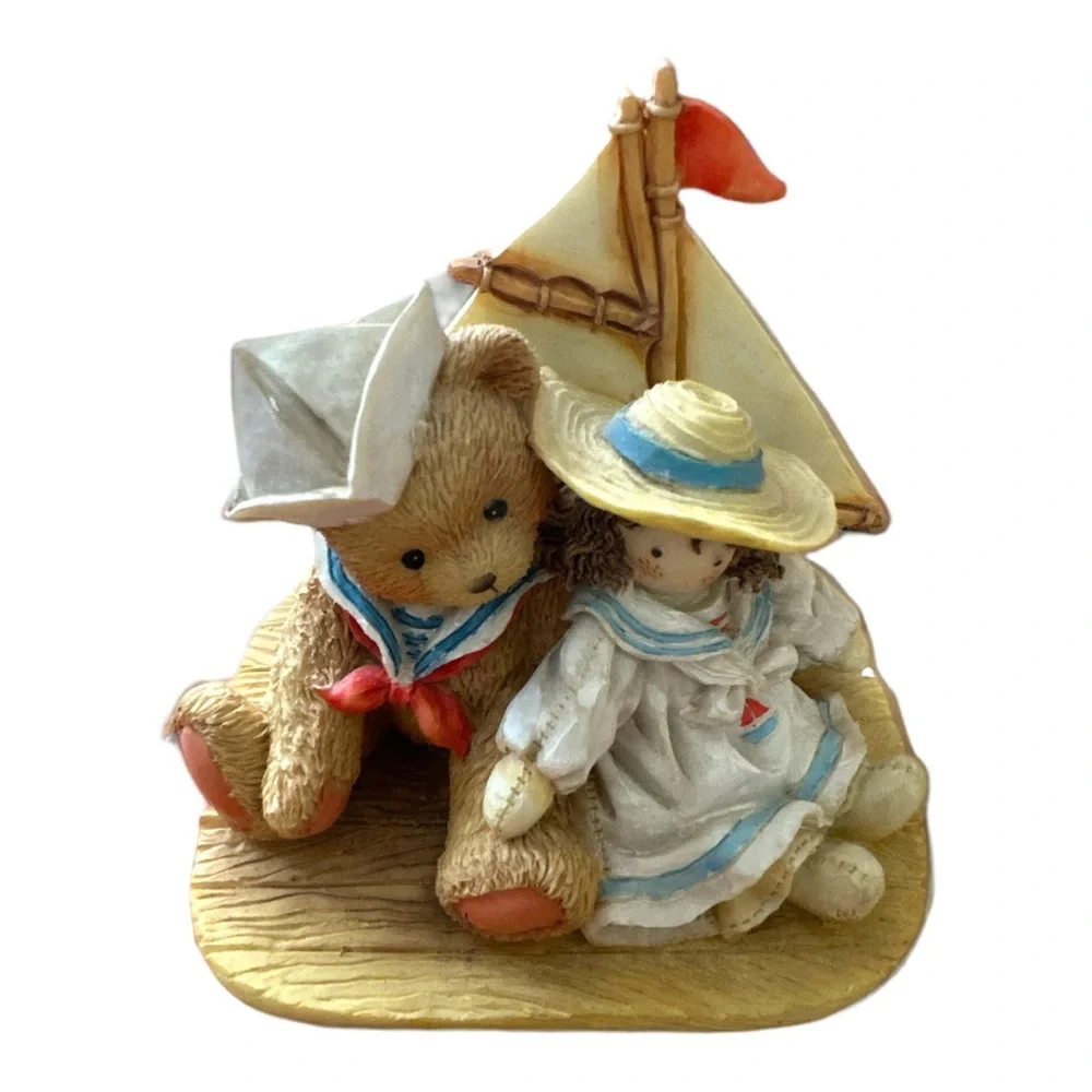 VINTAGE ~ Cherished Teddies ~ ZACHARY ~ Bear with Sail Boat Figurine